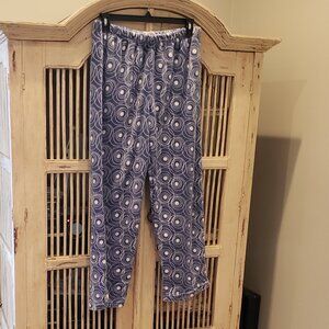 Mayfair Blue and White Geometric Print Fleece Pajama Pant XL
